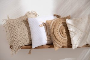 Alternative view of Coussin Cosy Losange Cotton Beige