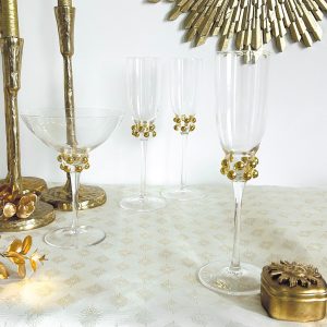 Alternative view of Verre à champagne Perlé doré D5,6 H23,5cm