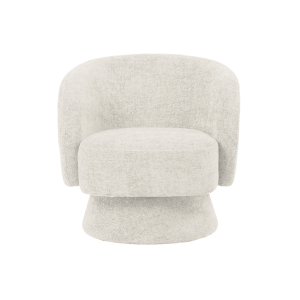 Fauteuil rondeur chenille tissé pivotant blanc L78 P81 H77cm