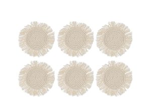 S/6 sous-verres franges coton beige 14x14cm