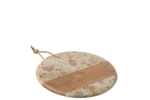Plateau  Rond Marbre Beige/Naturel 26,5cmx1,5