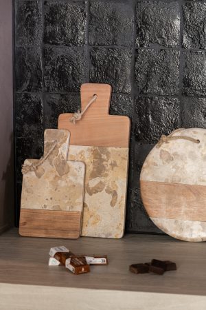 Alternative view of Plateau  Rond Marbre Beige/Naturel 26,5cmx1,5