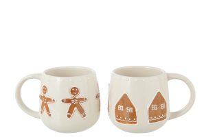 Mug Cookie Grès Blanc/Caramel