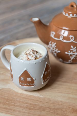 Mug Cookie Grès Blanc/Caramel