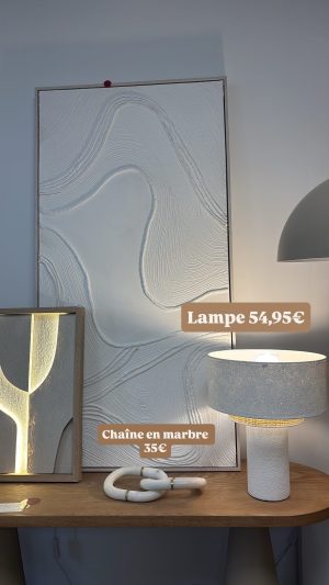 Alternative view of LAMPE DE TABLE CÉRAMIQUE POLYESTER 30X30X36 RIDÉ