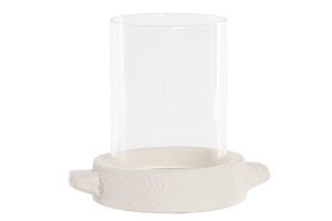 Alternative view of BOUGEOIR CIMENT VERRE 16,5X12,5X15,5 CRÈME