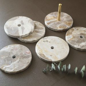 SET/5 SS-VERRE+SOCLE ROND MARRE BEIGE (10x10x12cm)