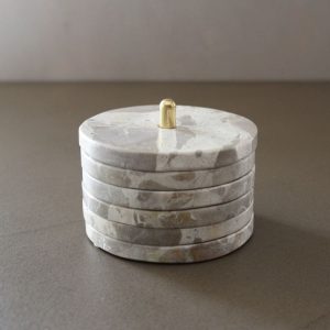 Alternative view of SET/5 SS-VERRE+SOCLE ROND MARRE BEIGE (10x10x12cm)