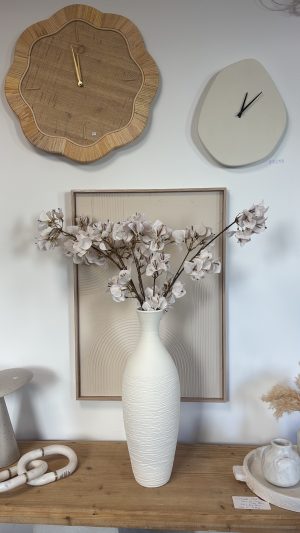 Vase en céramique blanc texturé