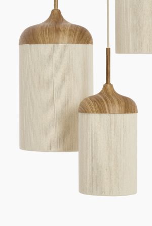 Lustre en Cotton et bois taille grande