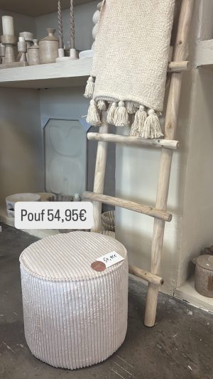 Alternative view of Pouf beige à rayures