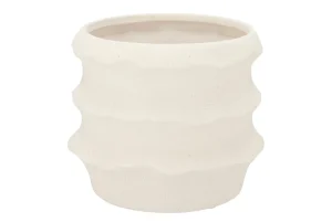 Pot structuré blanc 21×21×18 cm