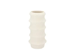 Vase structuré  blanc 13×13×20 cm