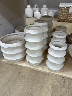 Vase structuré blanc 14×14×28 cm