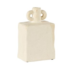 Vase rectangulaire 2 anses arrondies en terre cuite coloris crËme