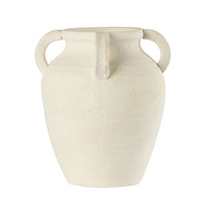 Jarre en terre cuite blanche 3 anses ¯21,5x24,5 cm,