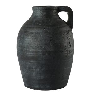 Jarre en terre cuite gris anthracite 1 anse ¯20,5x28 cm,