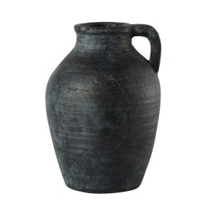 Jarre en terre cuite gris anthracite 1 anse ¯16x23 cm