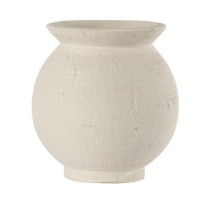 Vase en terre cuite blanc bord ÈvasÈ ¯17x18,5 cm