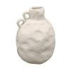 Vase blanc en grËs 2 anses aspect bosselÈ 12,5x17x12 cm,