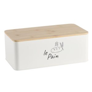BoÓte ‡ pain "Le Pain" en mÈtal blanc mat rectangulaire 32,8x13x18 c