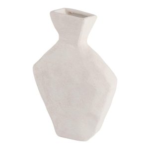 Vase en grËs blanc asymÈtrique 19,5x29x9 cm