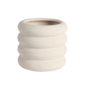 Cache-pot en grËs blanc ¯ 14,5x14 cm