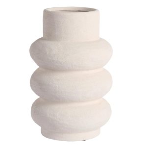 Vase en grËs blanc cylindrique D19x30 cm
