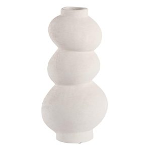 Vase en grËs blanc forme galets empilÈs 19x38x16,5 cm,