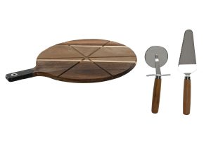 PLANCHE DÉCOUPER SET 3 ACACIA INOX 30X40X1,5 PIZZA