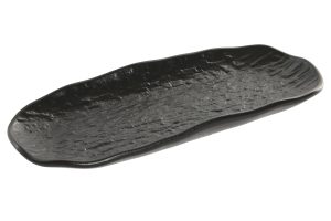 PLATEAU PORCELAINE 30X12,5X2 RELIEF NOIR
