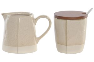 SUCRIER SET 2 GRÈS ACACIA 9,5X8X11 PICHET LAIT