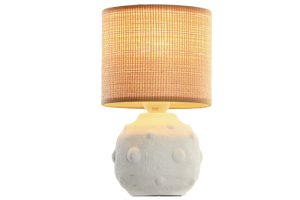 LAMPE DE TABLE CéRAMIQUE FIBRE 15X15X25 BLANC