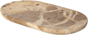 Planche à découper ovale en marbre beige, 23 × 12 cm