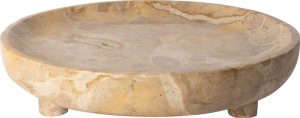 Saladier rond de service en marbre beige, Ø30 × 4 cm