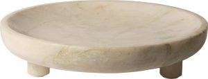 Saladier rond de service en marbre vert clair, Ø30 × 4 cm