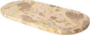 Planche à découper ovale en marbre beige, 30 × 15 cm