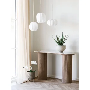 Table console, plateau en céramique, marbre blanc/marron 40 x 120 x 78 cm