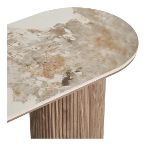 Alternative view of Table console, plateau en céramique, marbre blanc/marron 40 x 120 x 78 cm