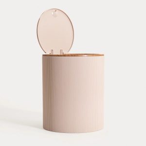 Poubelle beige  et bois