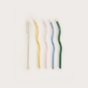 Ensemble de pailles coloré avec nettoyant 20cm