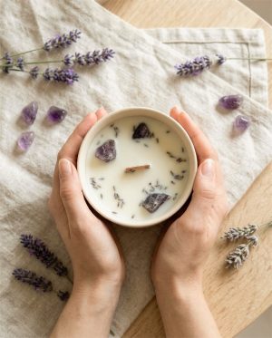 375g Bougie parfumée en céramique,avec boîte - Lila Lou