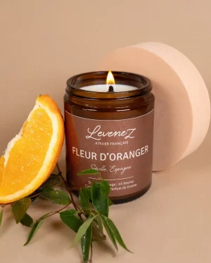 Bougie parfumée Fleur d’Oranger – pot ambré
