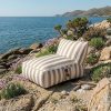Chaise longue rayures blanches et beiges | 72x102x65 cm