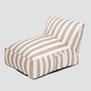 Alternative view of Chaise longue rayures blanches et beiges | 72x102x65 cm