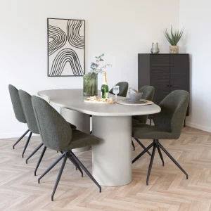 Table à manger, aspect ciment, beige  96x200x76 cm