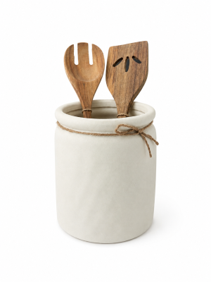 Pots à ustensiles céramique beige