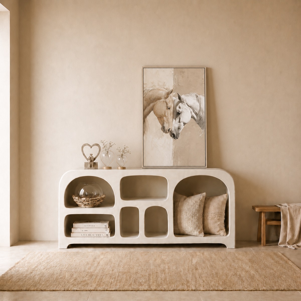 Commode bois/ béton ciré 150x38x80cm