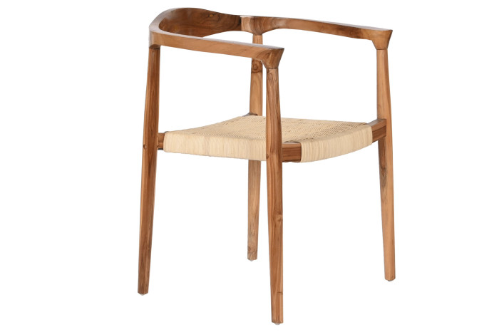 CHAISE bois de manguier ROTIN 59X55X78 MARRON