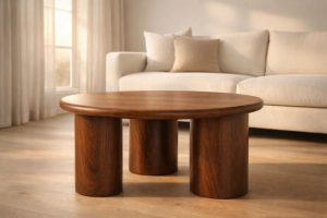 TABLE EN BOIS  DE MANGUIER NATUREL 80X80X35cm